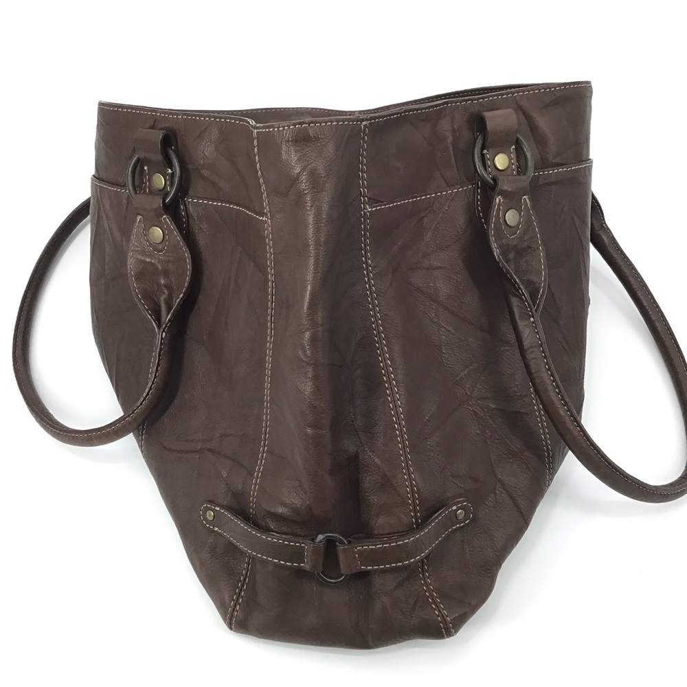 J Jill Brown Textured Embossed Leather Tote - Picture 8 of 16